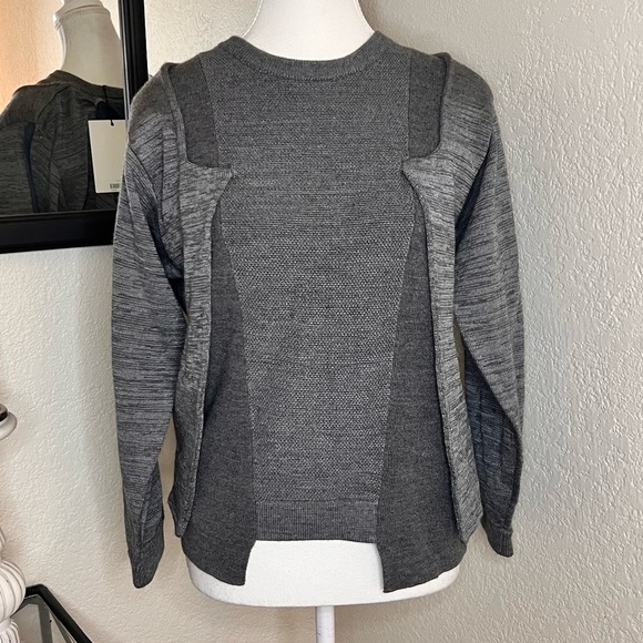 JOHANNA HO Wool Blend Gray Knit Top With Detachable Hood Sweater NWT Size 38 P - Picture 2 of 16